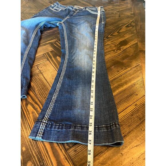 Rock & Roll Mid Rise Trouser Jean Women 29x30 Western Cowgirl Country Y2K Stitch - Picture 7 of 11